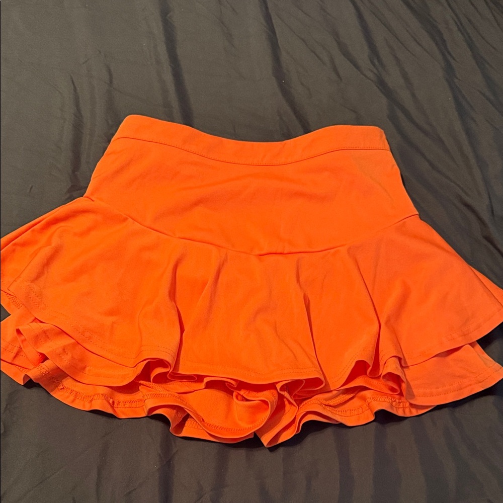 Bright Orange Skort with Ruffle Hem